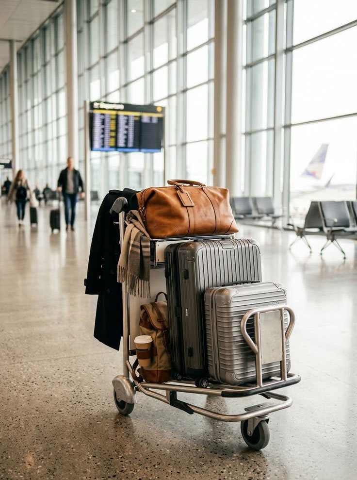 Maletas listas para embarcar en el aeropuerto