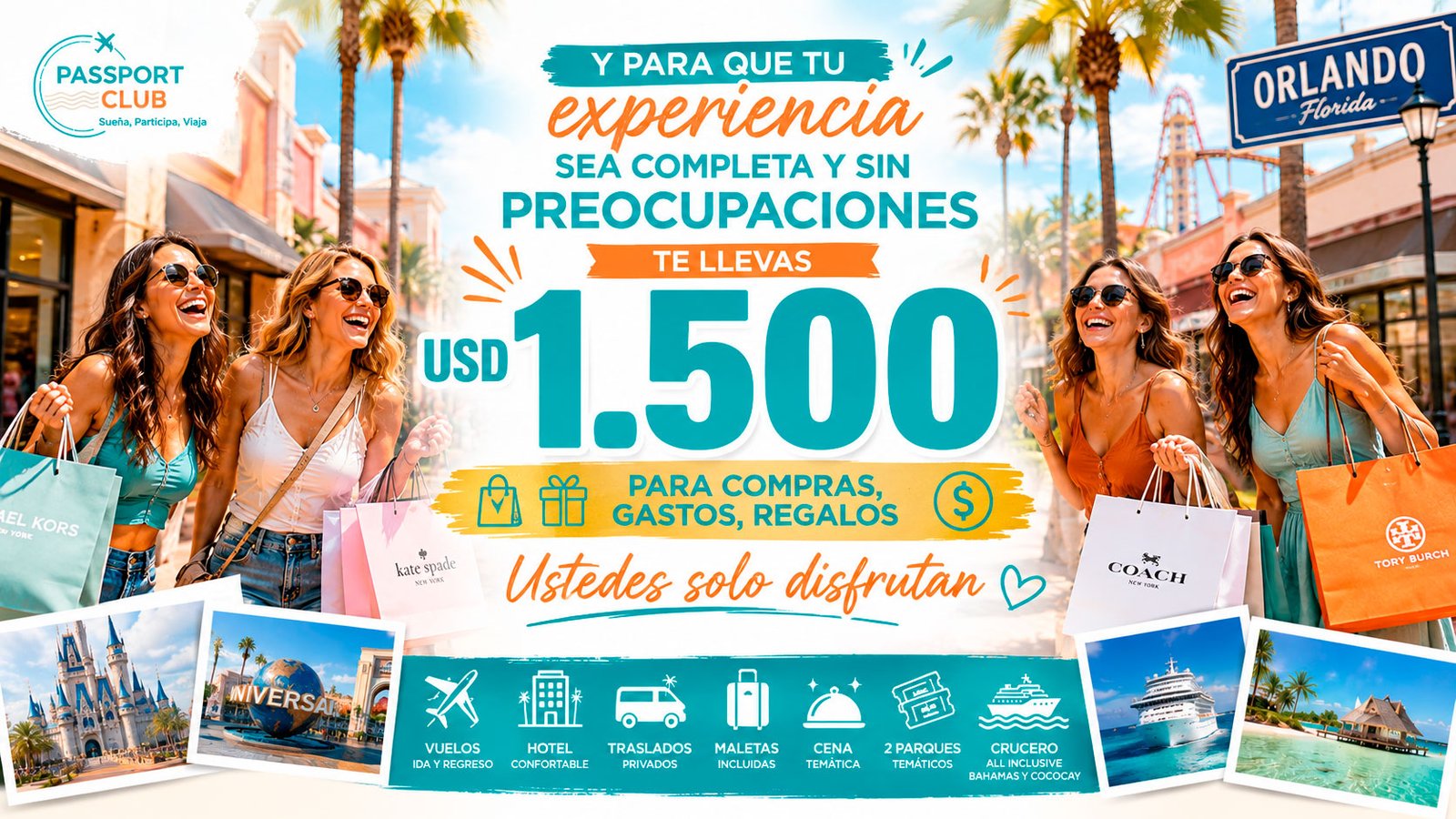 USD 1.500 para compras, gastos y regalos incluidos en el premio